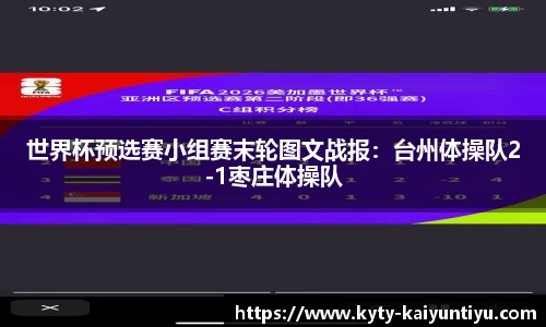 世界杯预选赛小组赛末轮图文战报：台州体操队2-1枣庄体操队